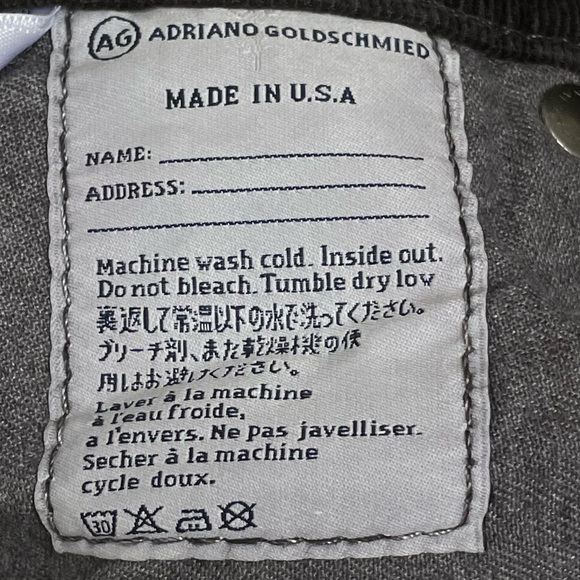 AG ADRIANO GOLDSCHMIED THE STEVIE ANKLE SLIM STRAIGHT LEG BLACK VELVET JEANS 27R - Picture 8 of 12